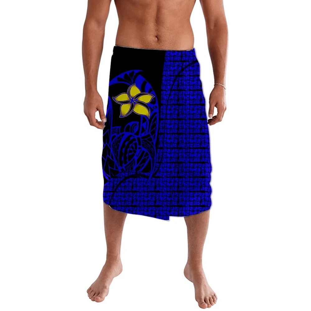 Polynesian Pride Clothing Plumeria Turtle Blue Tribal Polynesia Lavalava Lavalava S/M Black - Polynesian Pride