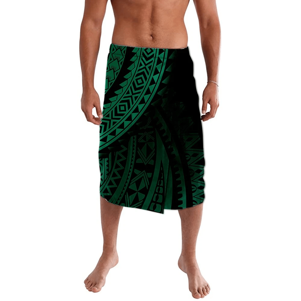 Polynesian Pride Clothing Polynesian Green Gradient Lavalava Black - Polynesian Pride LLC
