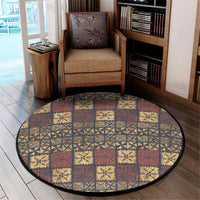 Polynesian Pride Home Set - Tonga Ngatu Style Round Carpet Round Carpet Brown - Polynesian Pride