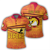 Polynesian Pride Apparel Polo Shirt Port Moresby Vipers Polo Shirt Flag Tapa Pattern Stronic Style Unisex Black - Polynesian Pride