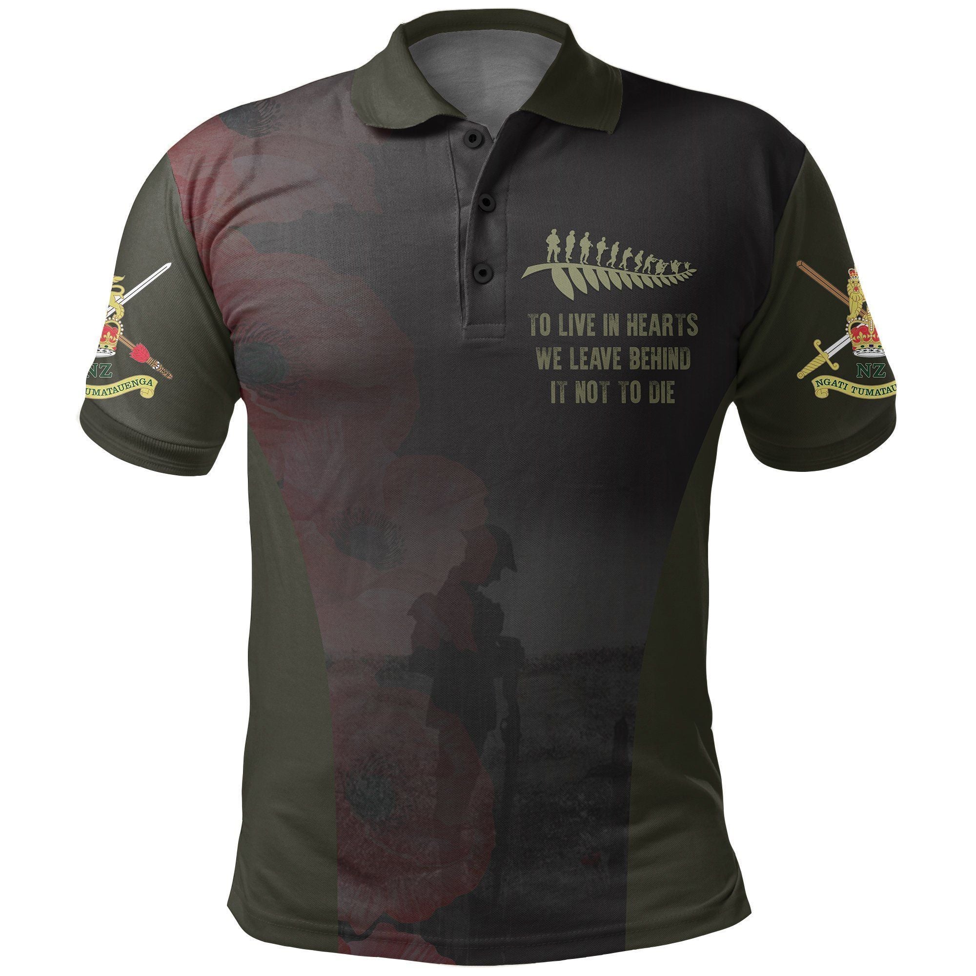 Polynesian Pride Apparel ANZAC New Zealand Polo Shirt, The Salute To Heroes Golf Shirt Unisex Black - Polynesian Pride