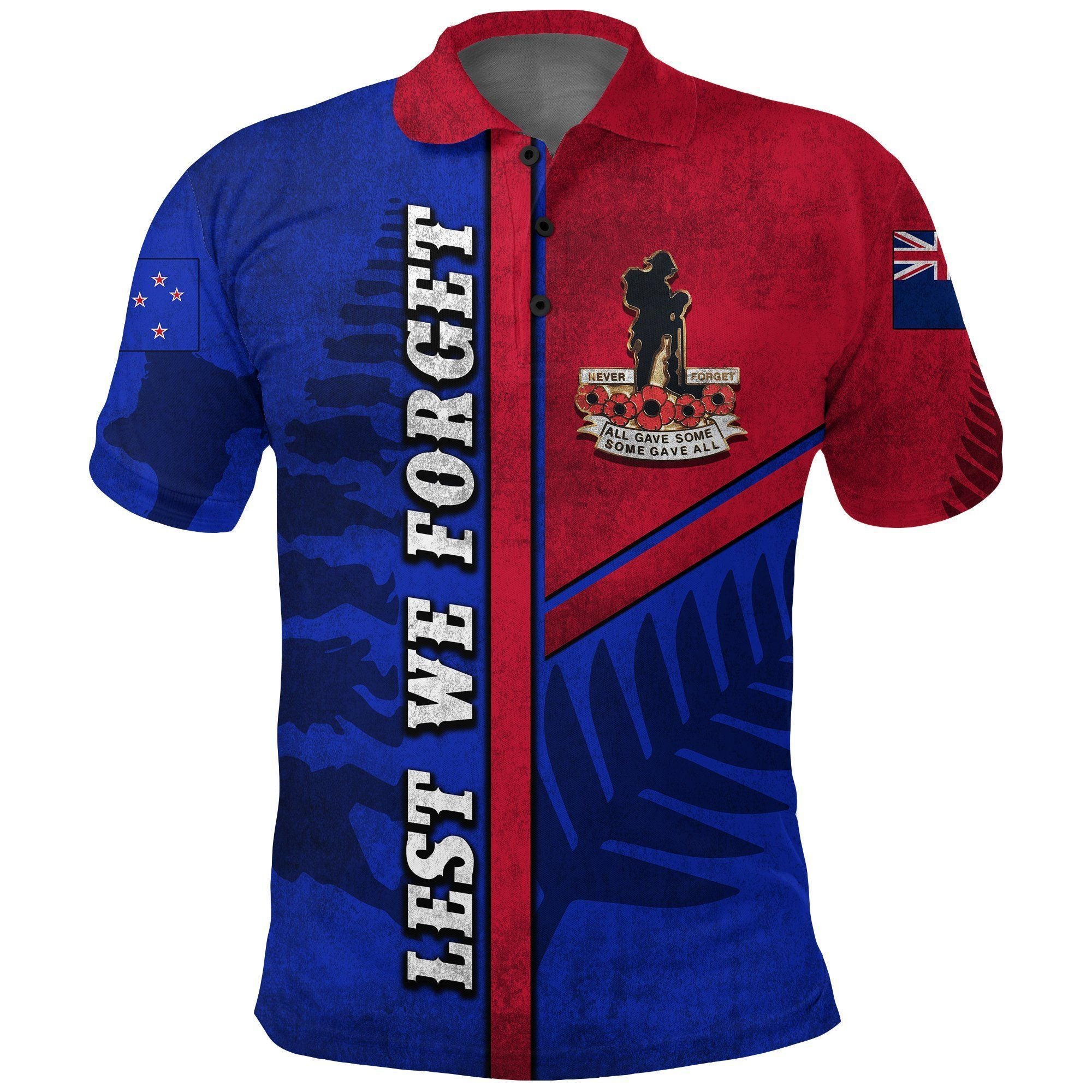 Polynesian Pride Apparel ANZAC New Zealand Polo Shirt Lest We Forget Blue Road to Peace Unisex Blue - Polynesian Pride