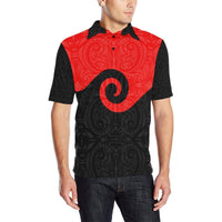 Polynesian Pride Apparel Maori Black and Red Polo Shirt Unisex Black - Polynesian Pride