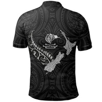 Polynesian Pride Apparel New Zealand Heart Polo Shirt Map Kiwi mix Silver Fern White - Polynesian Pride