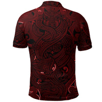 Polynesian Pride Apparel New Zealand Polo Shirt, Maori Gods Golf Shirt, Tumatauenga (God of War) Red - Polynesian Pride