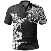 Polynesian Pride Apparel Polynesian Tattoo Polo Shirt, Marlin Hibiscus Golf Shirt Unisex Black - Polynesian Pride