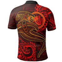 Polynesian Pride Apparel Chuuk Polo Shirt Red Shark Polynesian Tattoo - Polynesian Pride