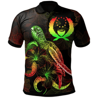 Polynesian Pride Apparel Pohnpei Polynesian Polo Shirt Turtle With Blooming Hibiscus Reggae Unisex Reggae - Polynesian Pride