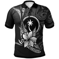 Polynesian Pride Apparel Chuuk State Polo Shirt Fish With Plumeria Flowers Style Unisex Black - Polynesian Pride