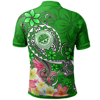 Polynesian Pride Apparel FSM Polo Shirt Turtle Plumeria (Green) - Polynesian Pride