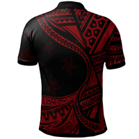 Polynesian Pride Apparel Chuuk Polo Shirt Plumeria Flowers Red Version - Polynesian Pride