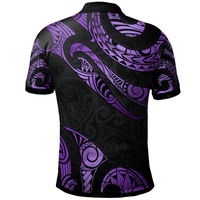 Polynesian Pride Apparel Chuuk Polo Shirt Polynesian Tattoo Purple Version - Polynesian Pride