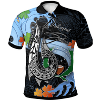Polynesian Pride Apparel Pohnpei State Polo Shirt Fish Hooks and Wave Unisex Black - Polynesian Pride