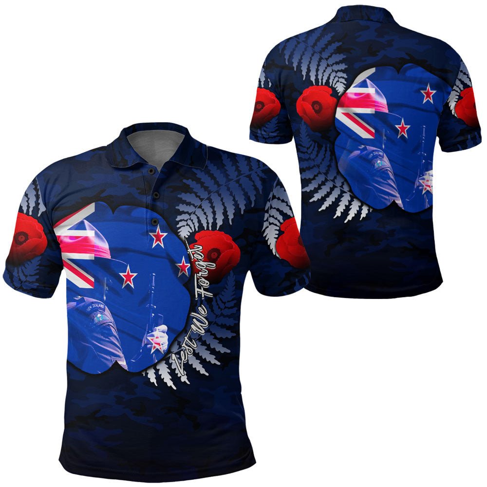 Polynesian Pride Clothing New Zealand ANZAC Day Poppy Polo Shirt Black - Polynesian Pride