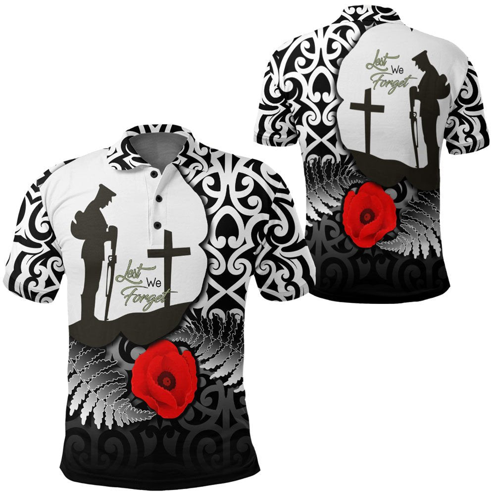 Polynesian Pride Clothing ANZAC Day Poppy Remembrance Polo Shirt Black - Polynesian Pride