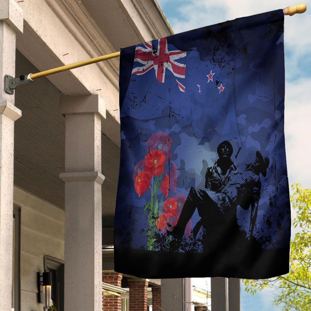 Polynesian Pride Flag - New Zealand Anzac Day Soldier & Poppy Camouflage Flag - Polynesian Pride