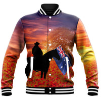 Polynesian Pride Clothing - Australia Lest We Forget Light Horse Silhouette Baseball Jacket - Polynesian Pride