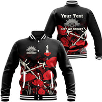 Polynesian Pride Clothing - (Custom) Anzac Day Camouflage Poppy & Barbed Wire Baseball Jacket Unisex Black - Polynesian Pride