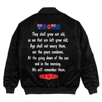 Polynesian Pride Clothing - Anzac Day Remember Australia & New Zealand Bomber Jacket - Polynesian Pride