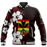 Polynesian Pride Jacket - Hawaii Kanaka Hibiscus Style Baseball Jacket LT10 Unisex Red - Polynesian Pride