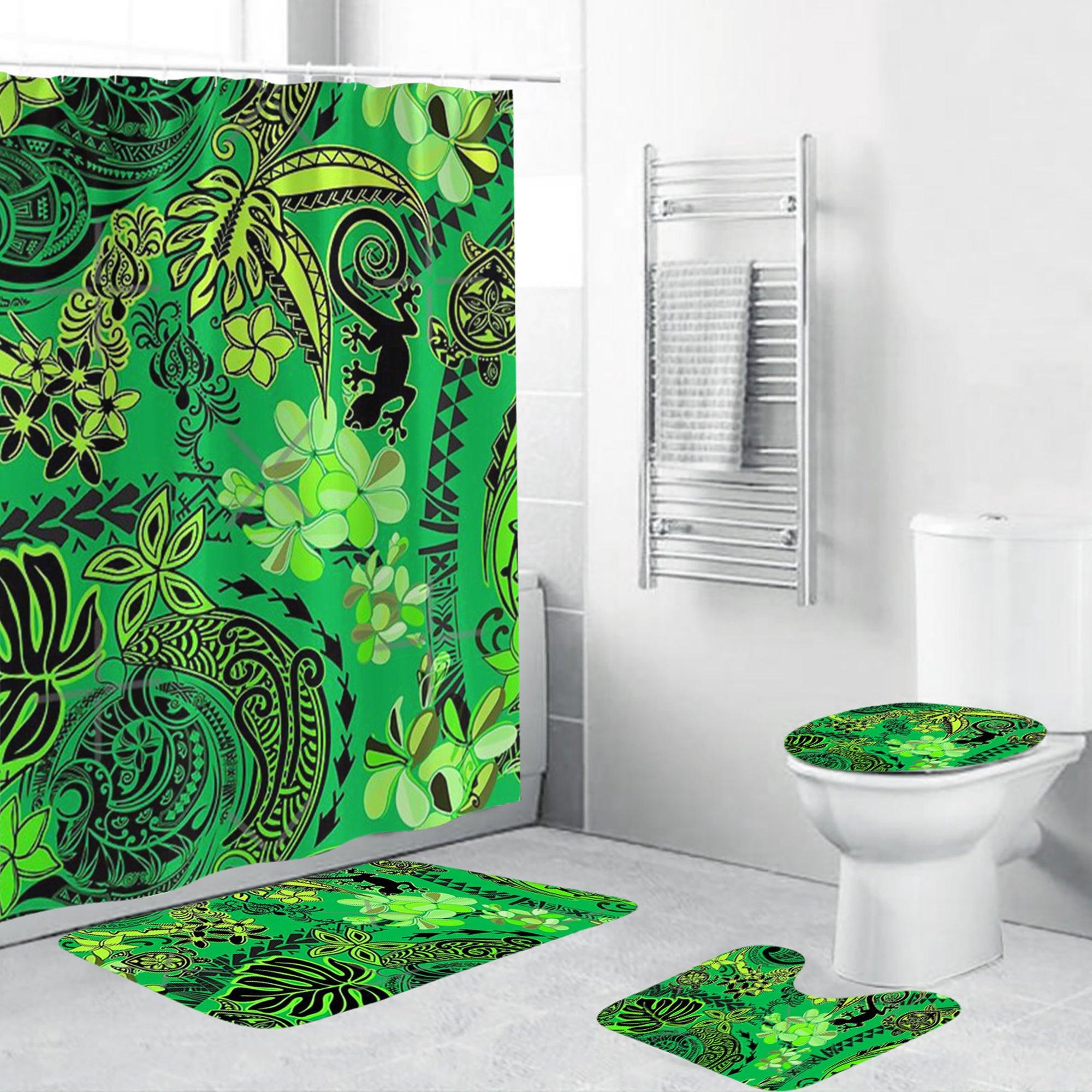 Polynesian Home Set - Kiwi Green Lanai Tribal Jungle Bathroom Set LT10 Green - Polynesian Pride