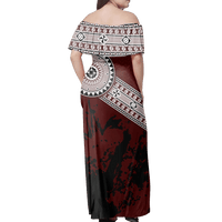 Polynesian Pride Dress - Fiji Masa Paint Style Off Shoulder Long Dress LT10 - Polynesian Pride