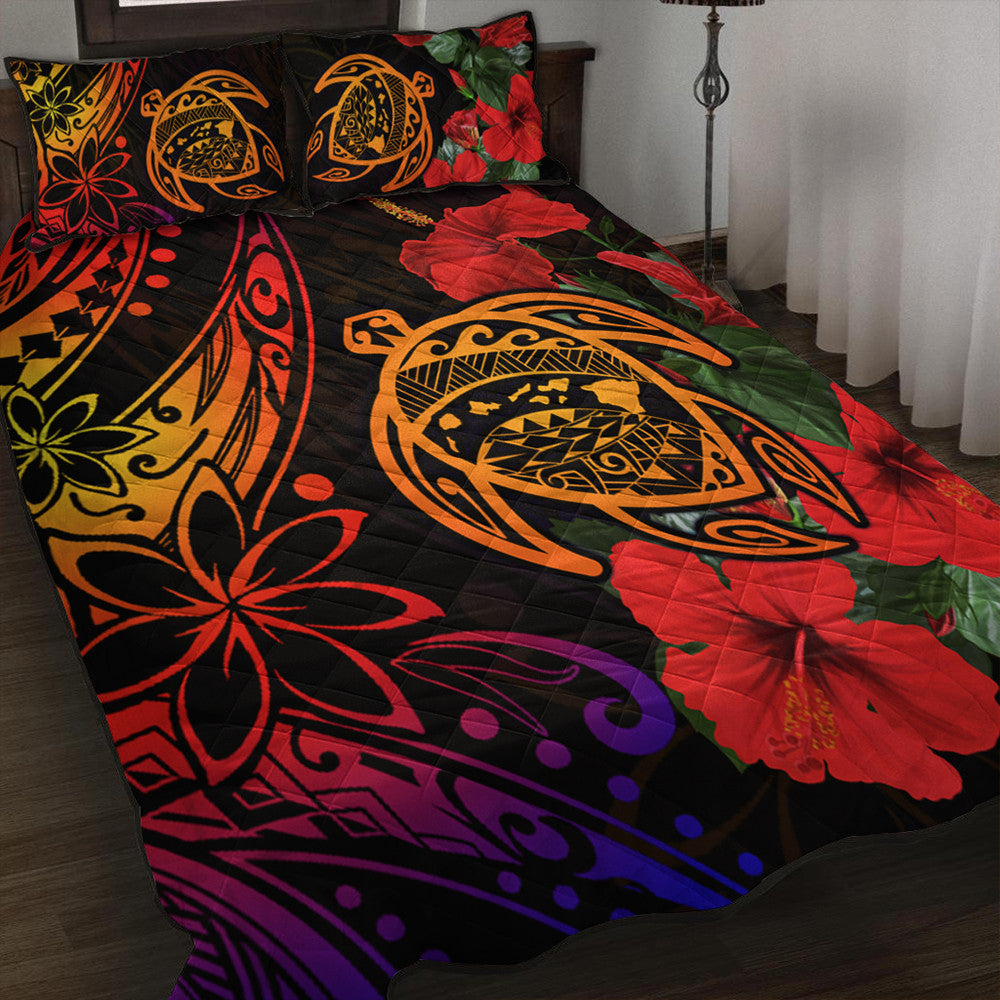 Polynesian Pride Home Set - Hawaii Turtle Ocean Quilt Bed Set LT10 Red - Polynesian Pride