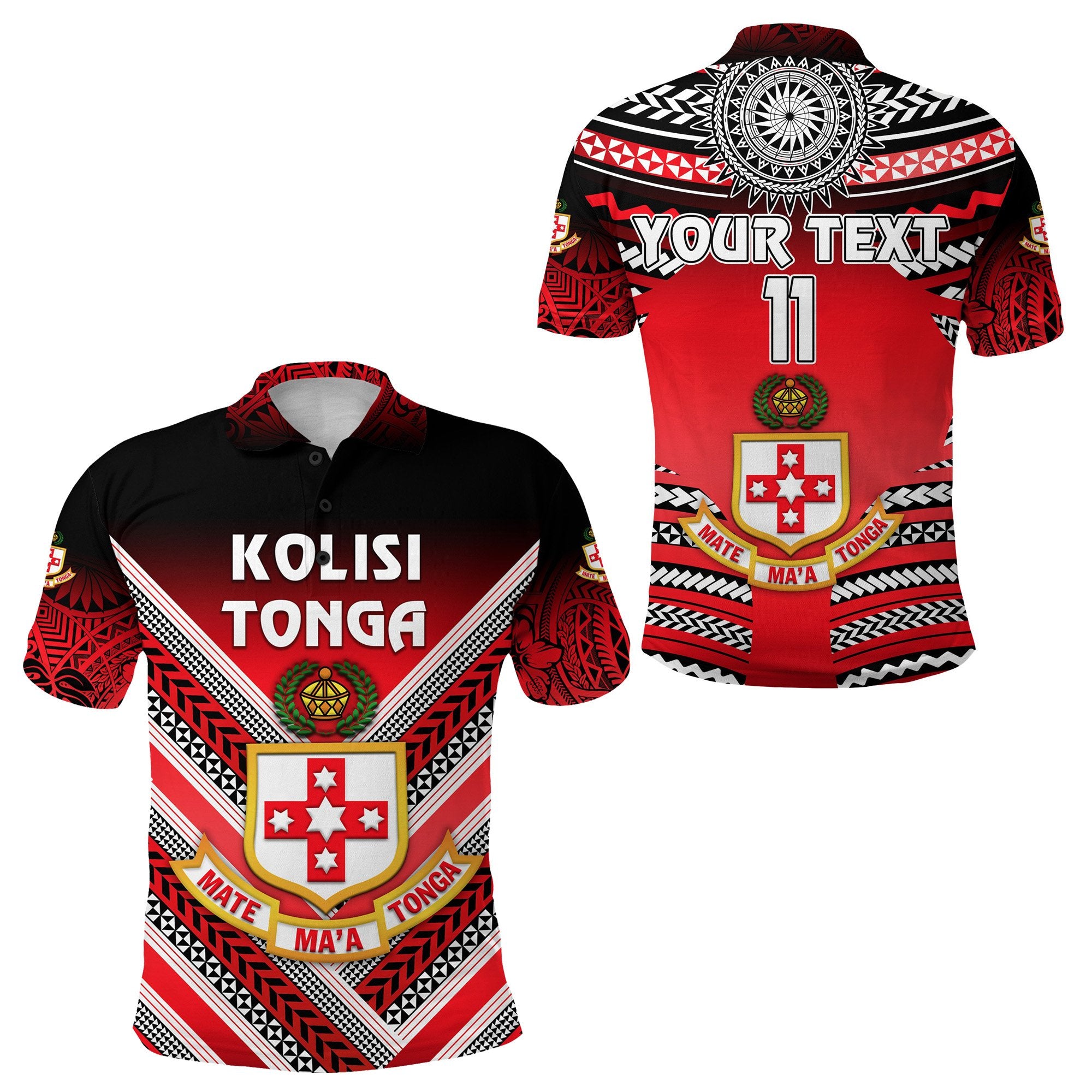 Custom Kolisi Tonga Polo Shirt Mate Maa Tonga Creative Style, Custom Text and Number Unisex Red - Polynesian Pride
