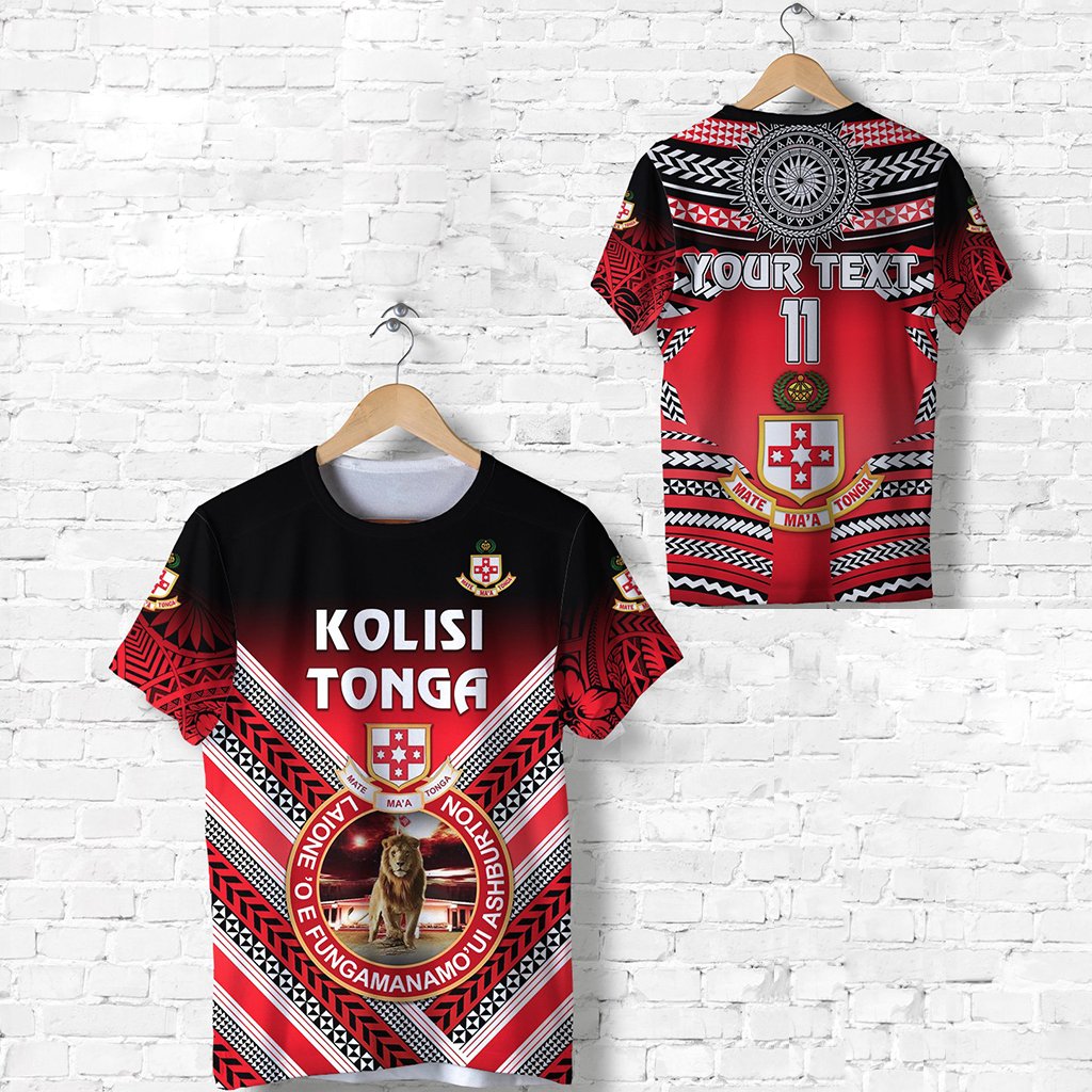 Custom Kolisi Tonga T Shirt Mate Maa Tonga Creative Style, Custom Text and Number Lion Unisex Red - Polynesian Pride