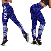 American Samoa Personalised Women's Legging - Seal In Polynesian Tattoo Style ( Blue) - Polynesian Pride