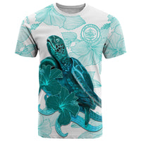 Palau Coat Of Arms With Polynesian Turtle Hibiscus T Shirt LT14 White - Polynesian Pride