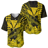 Kakau Polynesian Tribal Hawaiian Turtle with Kanaka Maoli Yellow Baseball Jersey LT9 Yellow - Polynesian Pride