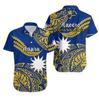 Nauru Polynesian Hibiscus Naoero Flag Color Hawaiian Shirt LT14 Blue - Polynesian Pride