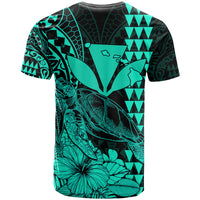 Kakau Polynesian Tribal Hawaiian Turtle with Kanaka Maoli Turquoise T Shirt LT9 - Polynesian Pride