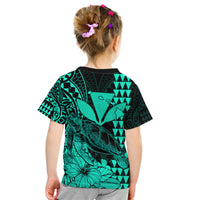 Kakau Polynesian Tribal Hawaiian Turtle with Kanaka Maoli Turquoise Kid T Shirt LT9 - Polynesian Pride