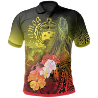 Samoa Polo Shirt Humpback Whale with Tropical Flowers (Yellow) Unisex Yellow - Polynesian Pride
