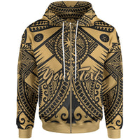 Chuuk Custom Zip up Hoodie Gold Seal with Polynesian Tattoo Unisex Gold - Polynesian Pride