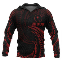 Chuuk Micronesia ll Over Hoodie Red Tribal Wave Unisex Red - Polynesian Pride