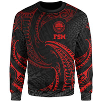 Federated States Of Micronesia Polynesian Sweater - Red Tribal Wave Unisex Red - Polynesian Pride