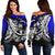 New Caledonia Women's Off Shoulder Sweaters - Tribal Jungle Pattern Blue Color Blue - Polynesian Pride