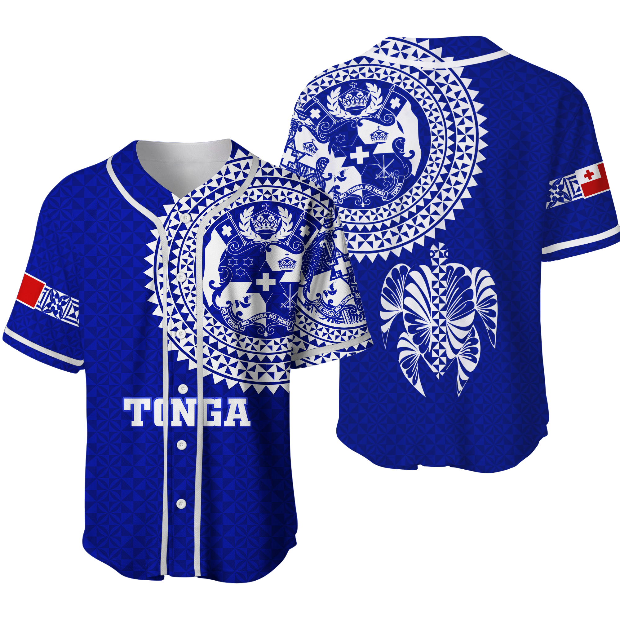 Tonga Baseball Jersey Tongan Blue Turtle - LT12 Unisex Blue - Polynesian Pride