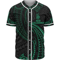 New Caledonia Polynesian Baseball Shirt - Green Tribal Wave Unisex Green - Polynesian Pride