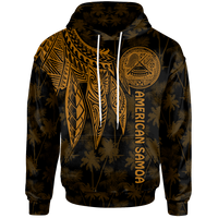 American Samoa Hoodie Polynesian Wings (Golden) Unisex Golden - Polynesian Pride