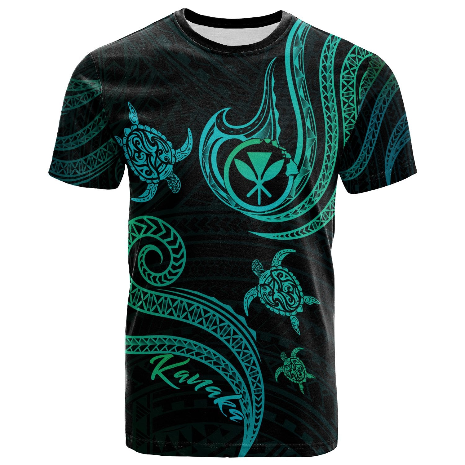 Kanaka Maoli Custom T Shirt Polynesian Turtle With Pattern Unisex Art - Polynesian Pride