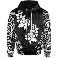 Hawaii Hoodie Hibiscus Polynesian Tattoo White Unisex White - Polynesian Pride