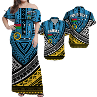 Custom Matching Hawaiian Shirt and Dress Vanuatu Sanma Province Tribal Pattern LT12 Blue - Polynesian Pride