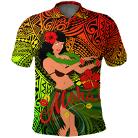 Hawaii Hula Girl Reggae Polo Shirt LT2 REGGAE - Polynesian Pride
