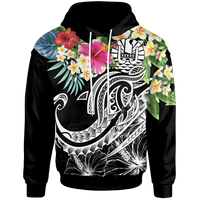 Tahiti Polynesian Hoodie Summer Plumeria (Black) Unisex Black - Polynesian Pride