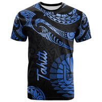 Tahiti Polynesian T Shirt Polynesian Tattoo Blue Version Unisex Blue - Polynesian Pride