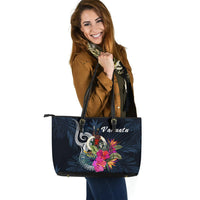 Vanuatu Polynesian Leather Tote Bag - Tropical Flower - Polynesian Pride